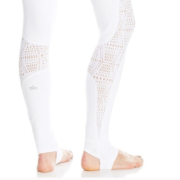 alo yoga // white laser-cut stirrup leggings - Picture 4 of 6